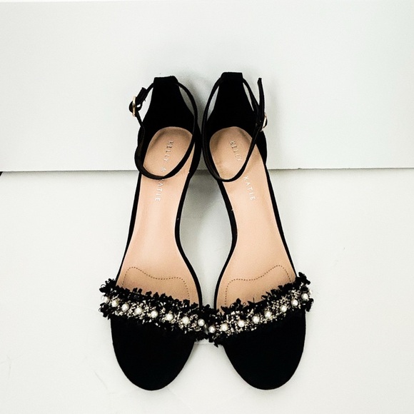 Kelly & Katie Black Tweed Beaded Heels Size 9 - Picture 1 of 5